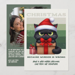 Minimale nordische lustige Katze Retro-Weihnachtsf Feiertagskarte