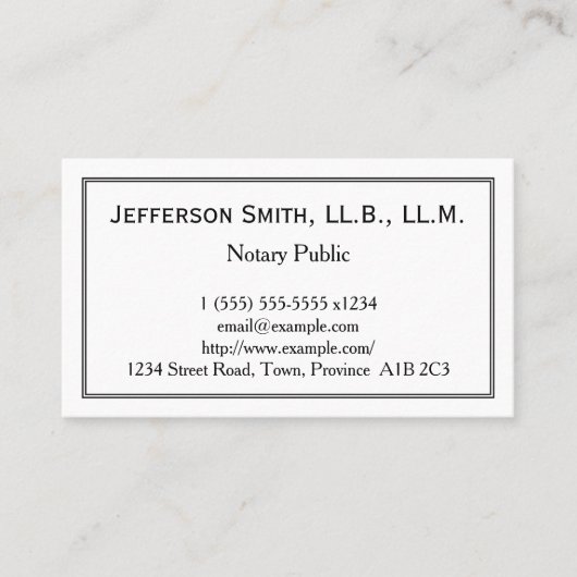Minimale Notars-Visitenkarte Visitenkarte (Vorderseite)