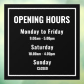 Minimale Öffnungszeiten Fensterklammer Fensteraufkleber (Blatt 3)