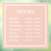 Minimale Öffnungszeiten Rosa Fensterklammer Fensteraufkleber (Blatt 3)