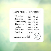 Minimale Öffnungszeiten Transparente Fensterklamme Fensteraufkleber (Blatt 3)