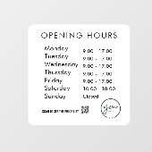 Minimale Öffnungszeiten Transparente Fensterklamme Fensteraufkleber (Blatt)