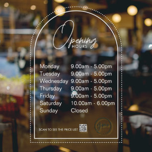 Minimale Öffnungszeiten Transparenter Fensteraufkl Fensteraufkleber