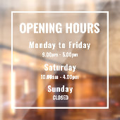 Minimale Öffnungszeiten Weißes Fensterklammern Fensteraufkleber (Blatt 2)