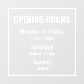 Minimale Öffnungszeiten Weißes Fensterklammern Fensteraufkleber (Blatt)