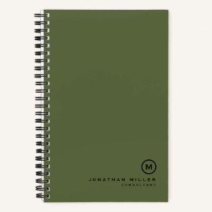 Minimale Olive Black Classic Monogramm Notizblock