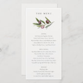 Minimale Olive Branch Foliage Wedding Menu Card Dankeskarte (Vorne/Hinten)