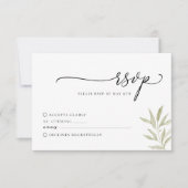 Minimale Olive Branch Wedding RSVP Card Karte (Vorderseite)