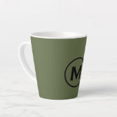 Minimale Olive Green Black Classic Monogramm Milchtasse (Linke Ecke)