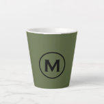 Minimale Olive Green Black Classic Monogramm Milchtasse<br><div class="desc">Einfaches mit Monogramm Design im modernen minimalistischen Stil mit klassischer Blocktypografie in einer olivgrün-schwarzen Farbpalette; ein einfaches,  berufliches Design,  das leicht mit dem Monogramm-Initial aktualisiert werden kann.</div>