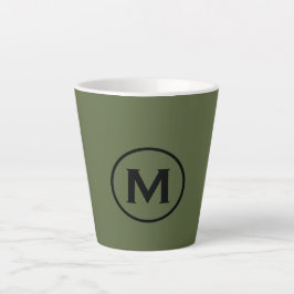Minimale Olive Green Black Classic Monogramm Milchtasse