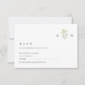 Minimale Olive Monogram Wedding RSVP Card (Vorderseite)