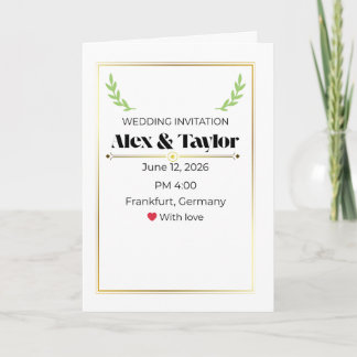 Minimale Olivenzweig-Hochzeitseinladung | Elegant Karte