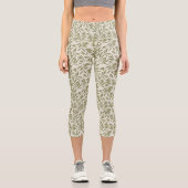 Minimale Olivenzweig-Muster Capri Leggings (Vorderseite)