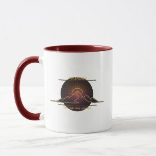 Minimale One-Stroke-Gebirgskette Sonnenaufgangsl Tasse