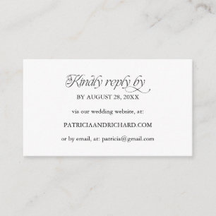 Minimale Online-RSVP-Hochzeitswebsite Begleitkarte