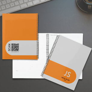 Minimale Orange Accents Initials Graue Ernennung Planer