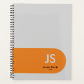 Minimale Orange Accents Initials Graue Ernennung Planer (Vorderseite)