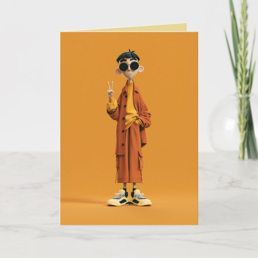 Minimale Orange Ästhetik – Stylischer 3D-Charakter Karte (Vorderseite)