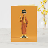 Minimale Orange Ästhetik – Stylischer 3D-Charakter Karte (Gelbe Blume)