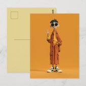 Minimale Orange Ästhetik – Stylischer 3D-Charakter Postkarte (Vorne/Hinten)