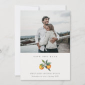 Minimale Orange Botanical Foto Save the Date Karte (Vorderseite)