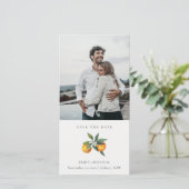 Minimale Orange Botanical Foto Save the Date Karte (Stehend Vorderseite)