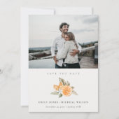 Minimale Orange Botanical Foto Save the Date Karte (Vorderseite)