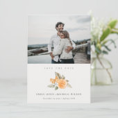 Minimale Orange Botanical Foto Save the Date Karte (Stehend Vorderseite)