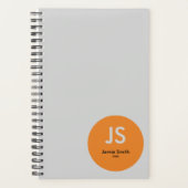 Minimale Orange Dot Initials Graue Ernennung Planer (Vorderseite)