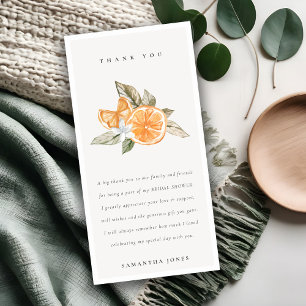 Minimale Orange Lemon Botanische Boho Brautparty Dankeskarte