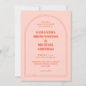 Minimale Orange-Pink-Einfache Hochzeit Einladung (Vorderseite)