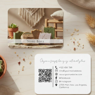 Minimale organische Handseife Marken-QR-Code-Foto Visitenkarte