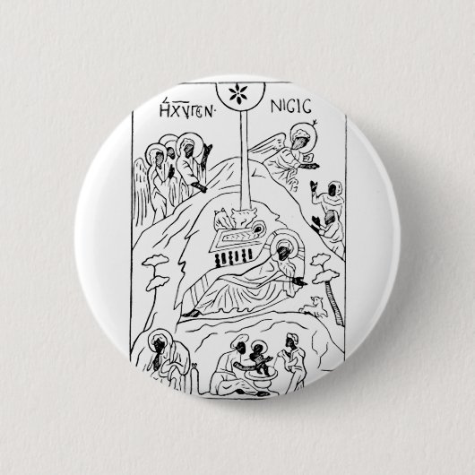 Minimale orthodoxe Weihnachtskrippe Button (Vorderseite)