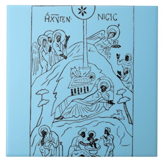 Minimale orthodoxe Weihnachtskrippe Fliese (Vorderseite)