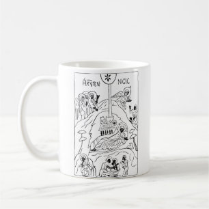 Minimale orthodoxe Weihnachtskrippe Kaffeetasse