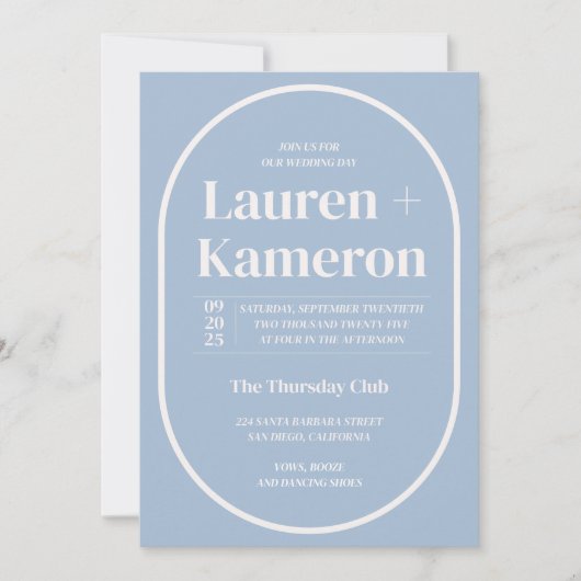 Minimale Oval-Einladung Einladung (Vorderseite)