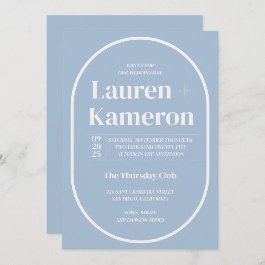 Minimale Oval-Einladung Einladung (Vorne/Hinten)