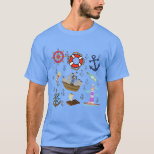 Minimale Ozeansymbole - Darstellung ästhetischer M T-Shirt