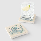 Minimale Ozeanwelle Art Tile Steinuntersetzer (Seitenansicht)