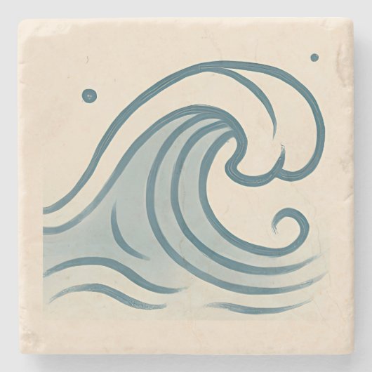 Minimale Ozeanwelle Art Tile Steinuntersetzer (Vorderseite)