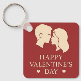 Minimale Paarsilhouette Romantisches Valentinsherz Schlüsselanhänger