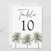 Minimale Palm Tree Hochzeitkarte Tischnummer (Vorderseite)