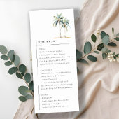 Minimale Palm Trees Tropical Wedding Menu Card Einladung