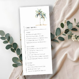 Minimale Palm Trees Tropical Wedding Menu Card Einladung