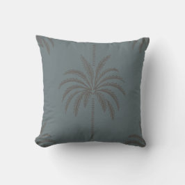 Minimale Palmbaum-Muster Blau Grau Tropisch Kissen
