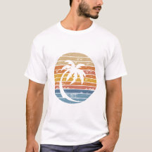 Minimale Palmbaum-Sonnenuntergangs-Retro-Kreis-Gra