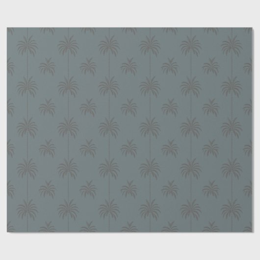 Minimale Palme Baum Muster Blau Grau Tropisch Geschenkpapier (Flach)