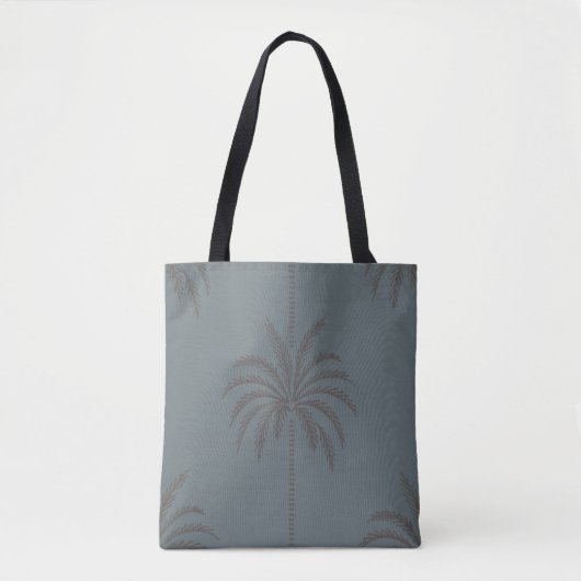 Minimale Palme Baum Muster Blau Grau Tropisch Tasche (Vorderseite)