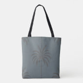 Minimale Palme Baum Muster Blau Grau Tropisch Tasche (Rückseite)